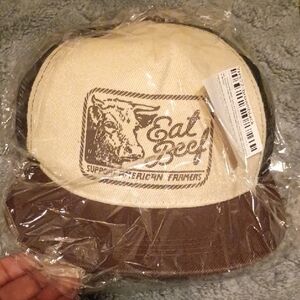 Eat Beef Trucker Hat - Brown & Cream
